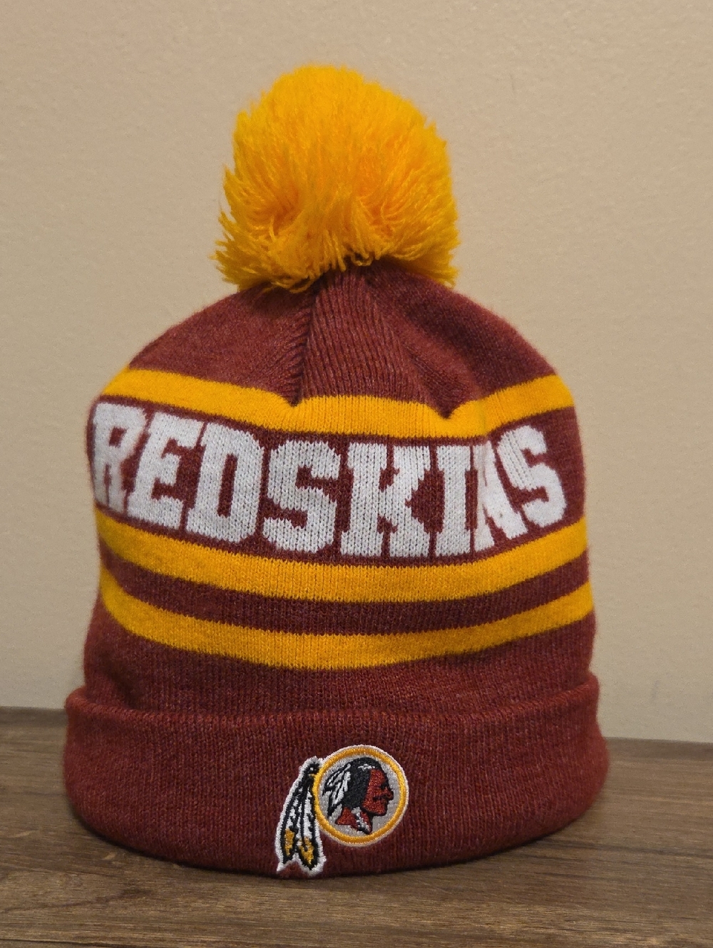 Vintage NFL Washington Redskins New Era Football Gear Pom Pom Cuffed Beanie Hat